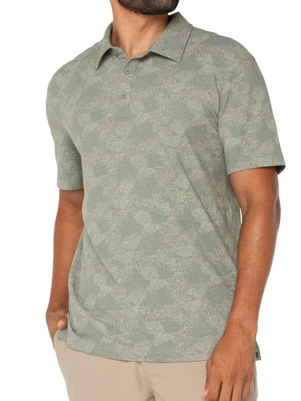 Liverpool Los Angeles Short Sleeve Polo Shirt Tropical Mens Small S Sage NWT